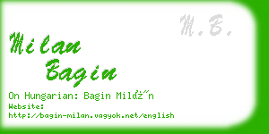 milan bagin business card